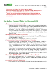 Day by Day Current Affairs (January 2, 2018) | Mcqs for CSS, PMS, NTS