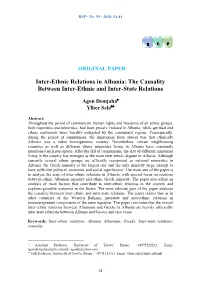 Inter-Ethnic Relations in Albania: the Causality Between Inter-Ethnic and Inter-State Relations