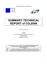SUMMARY TECHNICAL REPORT of CO2SINK