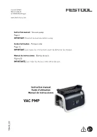 Vacuum Pump Page 6 IMPORTANT: Read All Instructions Before Using