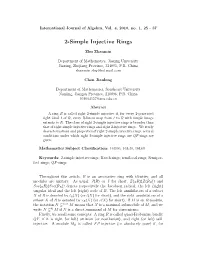 2-Simple Injective Rings
