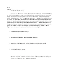 Density Objective Learn How to Calculate Density