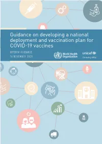 Guidance on Developing a National Deployment and Vaccination Plan