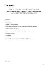 Post 16 Transport Policy Statement 2021-2022 for Learners Aged 16-19