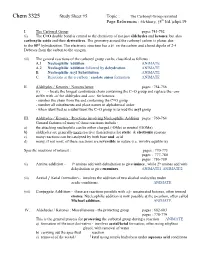 Carbonyl Group Revisited Page References : Mcmurry, (5Th Ed.)Chpt.19