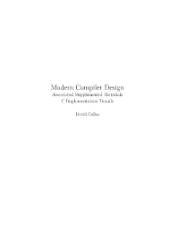 Modern Compiler Design Associated Supplemental Materials C Implementation Details