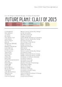 Class of 2015: Future Plans (Alphabetical)