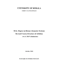 Syllabus of Msc Degree in Botany W.E.F. 2019-20