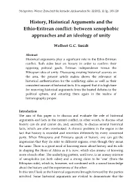 History, Historical Arguments and the Ethio-Eritrean Conflict