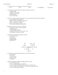 Sample Questions BSC1010C Chapters 5-7 1. Which Type of Lipid