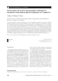 Evaluation of Active Management Applied to Meadows with Phengaris Butterflies Occurrence*