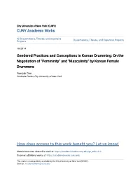 Gendered Practices and Conceptions in Korean Drumming: on the Negotiation of "Femininity" and "Masculinity" by Korean Female Drummers