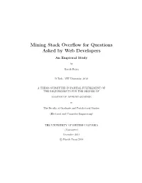 Mining Stack Overflow for Questions Asked by Web Developers