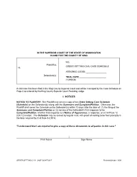 Vs. Defendant(S) NO. ORDER SETTING