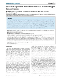 Aquatic Respiration Rate Measurements at Low Oxygen Concentrations