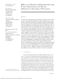 Effects of Sensory Information and Prior Experience on Direct