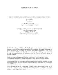 Export Markets and Labor Allocation in a Low-Income Country