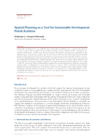 Spatial Planning As a Tool for Sustainable Development. Polish Realities