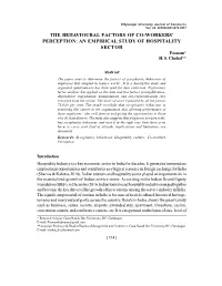 The Behavioural Factors of Co-Workers' Perception: an Empirical Study Of