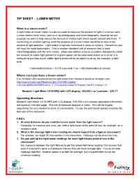 Tip Sheet – Lumen Meter