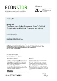 Essays on China's Political Organization And