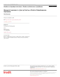 Margaret Laurence's a Jest of God As a Work of Simultaneous
