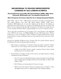 Nbcuniversal to Provide Unprecedented Coverage of 2012 London Olympics