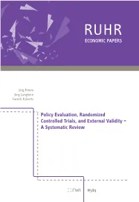 Policy Evaluation, Randomized Controlled Trials, and External Validity – a Systematic Review