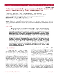 Preliminary Quantitative Proteomics Analysis in Chronic and Latent Keshan Disease by Itraq Labeling Approach