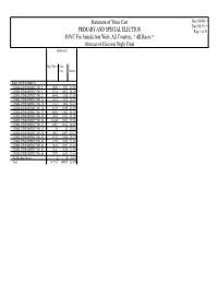 Statement of Votes Cast PRIMARY and SPECIAL ELECTION SOVC
