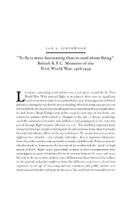 “To Fly Is More Fascinating Than to Read About Flying”: British R.F.C. Memoirs of the First World War, 1918-1939