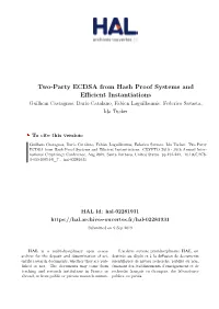 Two-Party ECDSA from Hash Proof Systems and Efficient Instantiations