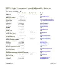 AIRROC / Cavell Commutations & Networking Event 2009 Delegate List