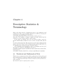 Descriptive Statistics & Terminology