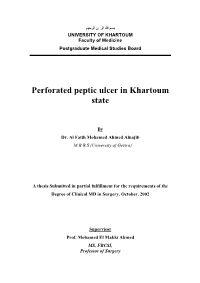 Perforated Peptic Ulcer in Khartoum State