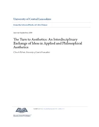 The Turn to Aesthetics: an Interdisciplinary Exchange of Ideas