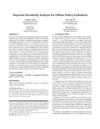 Bayesian Sensitivity Analysis for Offline Policy Evaluation