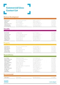 Commercial Lines Contact List