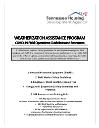 COVID-19 Field Operations Guidelines and Resources