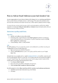 How to Add an Email Address to Your Safe Senders' List