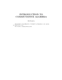 Introduction to Commutative Algebra