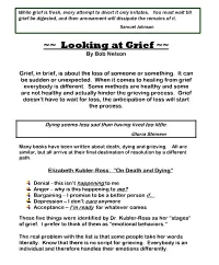 Looking at Grief ~~ by Bob Nelson