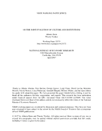 Nber Working Paper Series on the Joint Evolution Of