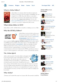 What Is Aloha Editor? What Aloha Editor Is NOT! Why the HTML5