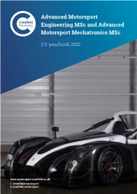 Advanced Motorsport Engineering Msc and Advanced Motorsport Mechatronics Msc