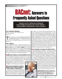 Bacnet: Answers to Frequently Asked Questions