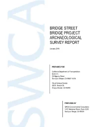 Bridge Street Bridge Project Archaeological Survey Report