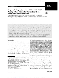Epigenetic Regulation of the PTEN–AKT–RAC1 Axis by G9a Is Critical for Tumor Growth in Alveolar Rhabdomyosarcoma Akshay V