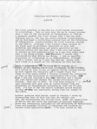 Interview with Marvin Wolfgang 2/27/79 the First Question Is How Did