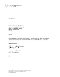 May 19, 2015 the Honourable Dan D'autremont Speaker of The